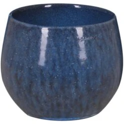 A.H.G. Keramik-Übertopf Roleto Bauchig Blau Glasiert Ø 20 Cm