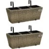 Gartenfreude Balkonkasten Polyrattan 47 Cm X 17 Cm Naturfarben 2 Stück -Online Gartenmöbel 159825 4655