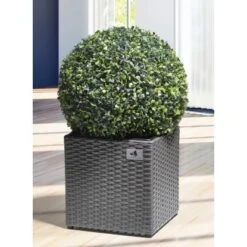 Gartenfreude Pflanzkübel Polyrattan 28 Cm X 28 Cm Grau -Online Gartenmöbel 159876 4655 3
