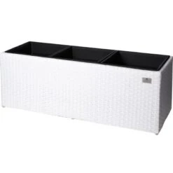 Gartenfreude Pflanzkübel Polyrattan 76 Cm X 26 Cm Weiß