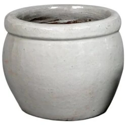 M Collections Pflanztopf Glasiert Delta Ø 28 Cm X 24 Cm Weiß