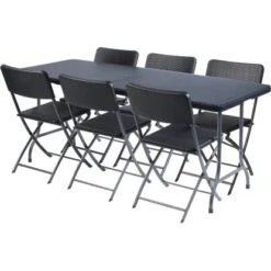 Perel Klapptisch Polyrattan-Optik 180 Cm X 75 Cm Schwarz 15 Perel Klapptisch Polyrattan-Optik 180 Cm X 75 Cm Schwarz -Online Gartenmöbel 288301 1717 6