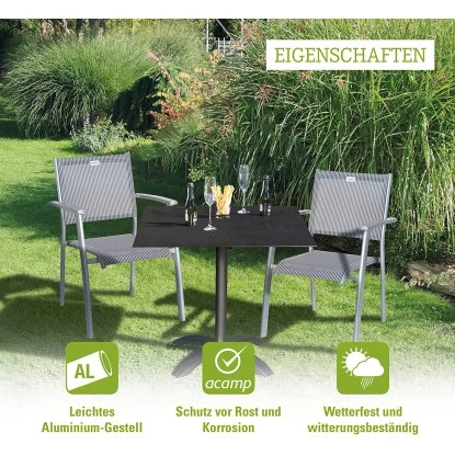 Acamp HPL Tisch Acaplan 80 Cm X 80 Cm Anthrazit-Cemento 4 Acamp HPL Tisch Acaplan 80 Cm X 80 Cm Anthrazit-Cemento – Bild 2