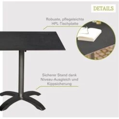 Acamp HPL Tisch Acaplan 80 Cm X 80 Cm Anthrazit-Cemento 13 Acamp HPL Tisch Acaplan 80 Cm X 80 Cm Anthrazit-Cemento -Online Gartenmöbel 4013556563611 4461 03