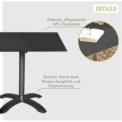 Acamp HPL Tisch Acaplan 80 Cm X 80 Cm Anthrazit-Cemento 5 Acamp HPL Tisch Acaplan 80 Cm X 80 Cm Anthrazit-Cemento – Bild 3