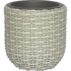 Deko-Pflanzgefäß Ø 27 Cm X 27 Cm Wicker Hellgrau