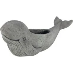Pflanzfigur Wal 43 Cm Grau