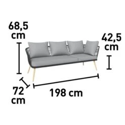 Eck-Lounge-Set Edna 3-teilig Seil-Bespannung Anthrazit -Online Gartenmöbel 4048126613984 VM01 210920