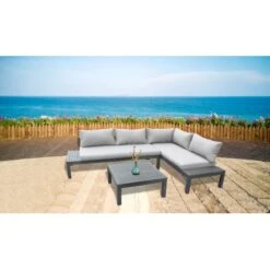 Gartenfreude Alu-Lounge Mit Latten In Holzoptik Aus PS Und Wasserabw. Kissen -Online Gartenmöbel 4251083906017 4655 04