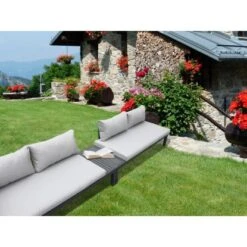 Gartenfreude Alu-Lounge Mit Latten In Holzoptik Aus PS Und Wasserabw. Kissen -Online Gartenmöbel 4251083906017 4655 07