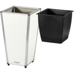 Amare Blumentopf Pur Fiberglas Design 28 Cm X 28 Cm X 51 Cm Weiß -Online Gartenmöbel 4251083908172 4655 3