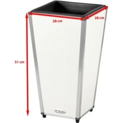 Amare Blumentopf Pur Fiberglas Design 28 Cm X 28 Cm X 51 Cm Weiß -Online Gartenmöbel 4251083908172 4655 6