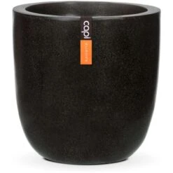Capi Pflanztopf Lux Outdoor Rund II Ø 37 Cm X 37 Cm Schwarz