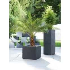 Scheurich Pflanzgefäß C-Cube High Ø 26 Cm StonyBlack -Online Gartenmöbel 6044770 4357 240 70 3