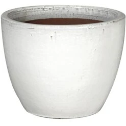 M Collections Pflanztopf Egg Pot Glazed 42 Cm X 42 Cm Weiß