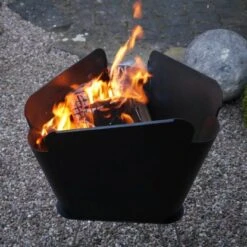 VASNER Merive M2 Feuerkorb Mittelhoch Abgerundet Schwarz -Online Gartenmöbel sign garten terrasse mood8